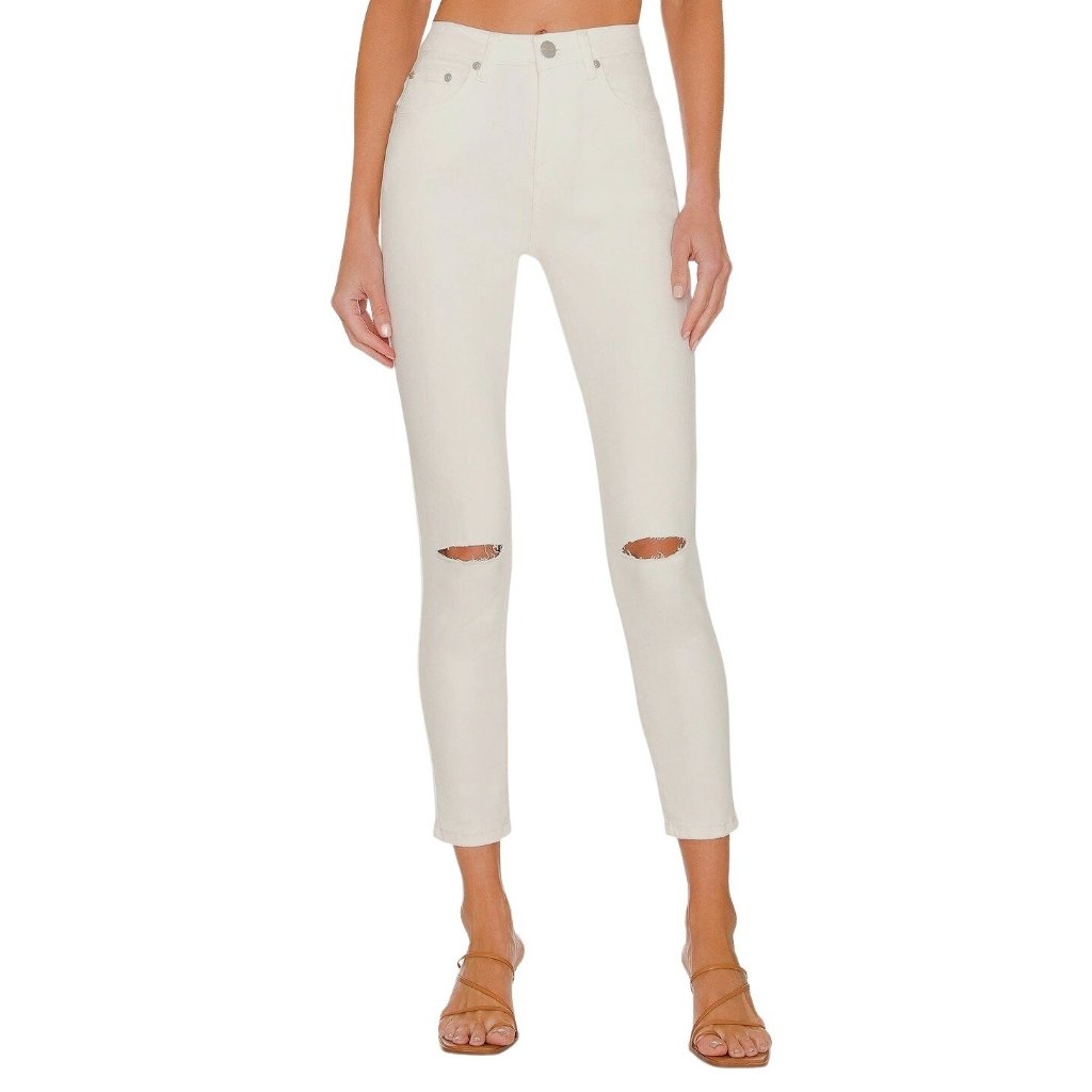 Superdown Mandy Slit Knee Jeans In Off White 28 New Womens Denim Pants